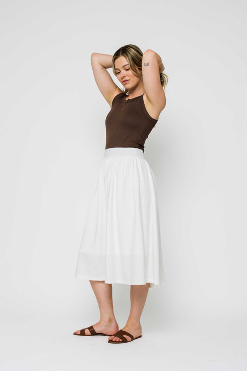 Lina-Stretch Eyelet Midi Skirt